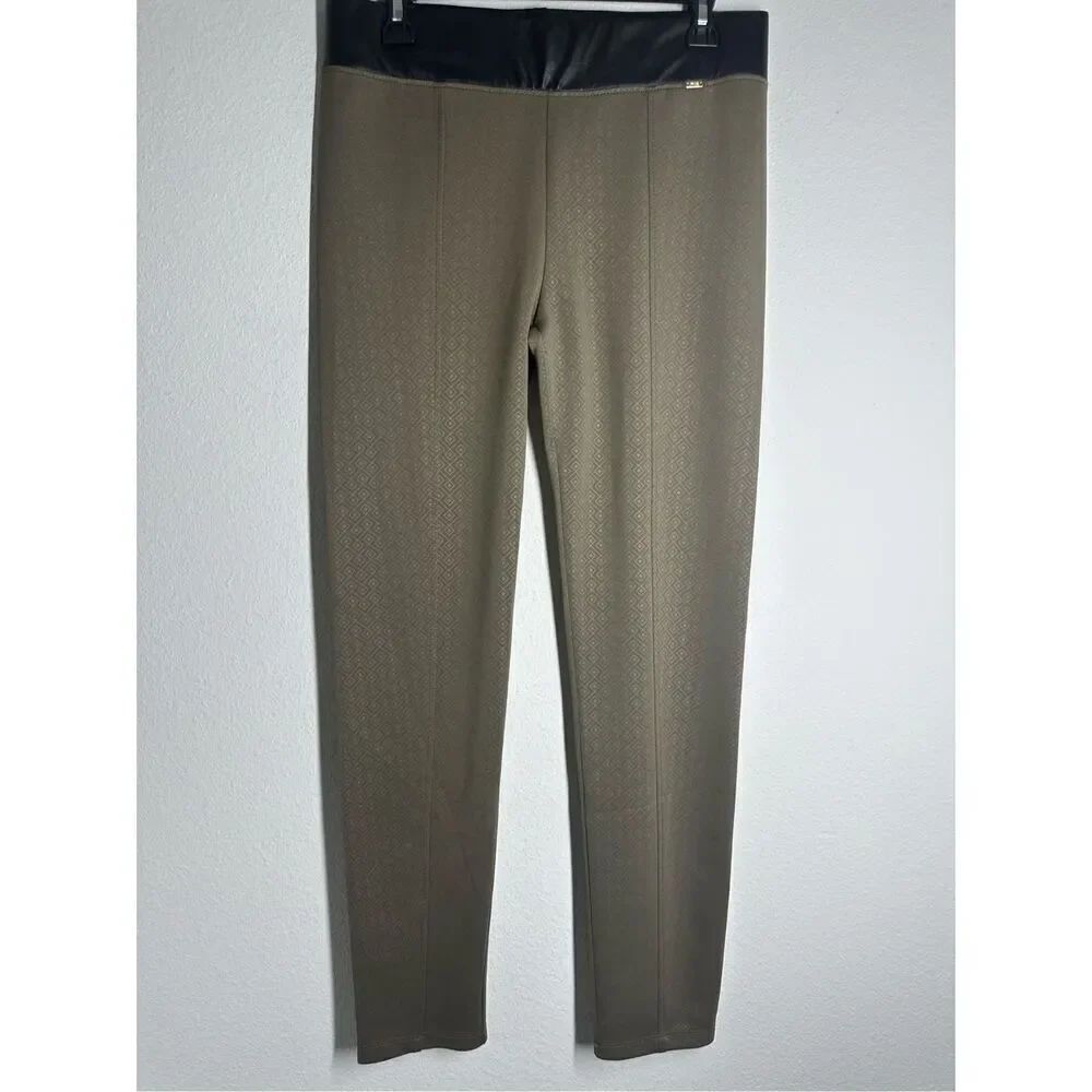 Rare Ferrache Leggings Pants Elastic Faux Leather Waist Size L US/42 EU See Note